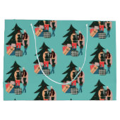 Zwart kerstpapier voor eerste kerstmis groot cadeauzakje (Achterkant)