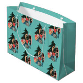 Zwart kerstpapier voor eerste kerstmis groot cadeauzakje (Achterkant Gekanteld)