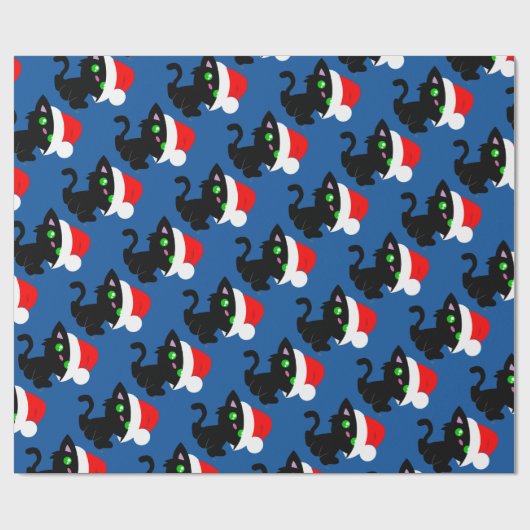 Zwart kerstpapier voor Kat-opvulling Cadeaupapier (Vlak)