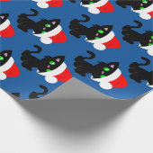 Zwart kerstpapier voor Kat-opvulling Cadeaupapier (Hoek)