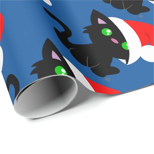 Zwart kerstpapier voor Kat-opvulling Cadeaupapier (Rol Hoek)