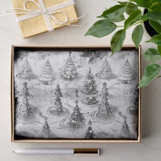 Zwart Kerstpatroon#3 ID1009 Tissuepapier (Geschenk)