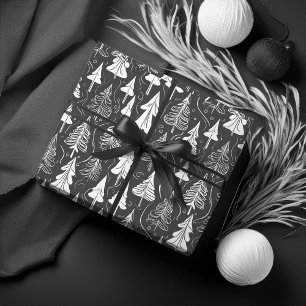 Zwart Kerstpatroon#6 ID1009 Cadeaupapier