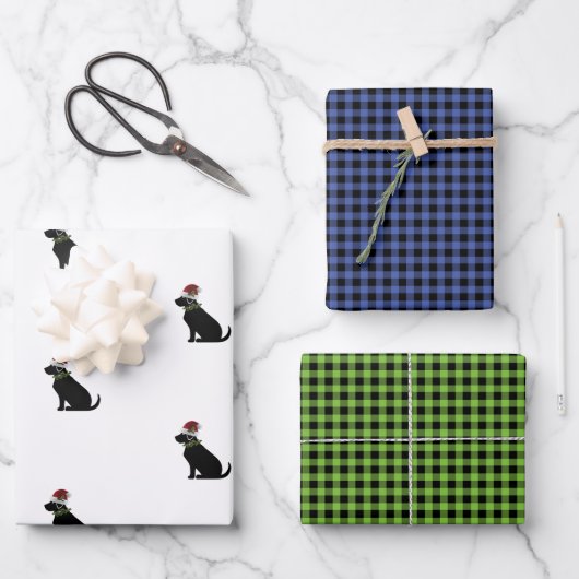 Zwart kerstpatroon: Combo Fun voor geblazen kerstm Inpakpapier Vel (Voorkant)