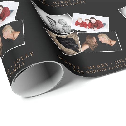 Zwart kerstscript serie Foto Collage Cadeaupapier (Rol Hoek)
