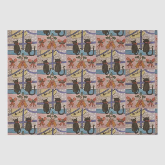 Zwart kersttwitpapier tissuepapier (Voorkant)