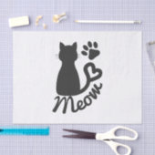 Zwart keudekat en "Meow"-paw afdrukken Tissuepapier (Craft)
