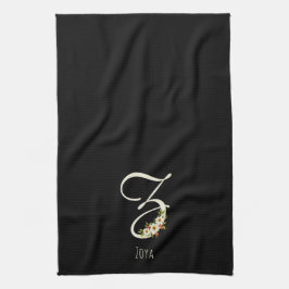 Zwart keukendoek met monogram Huis geschenk Theedoek