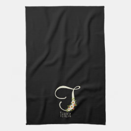 Zwart keukendoek met monogram Huis geschenk Theedoek
