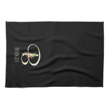 Zwart keukendoek met monogram Huis geschenk