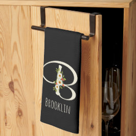 Zwart keukendoek met monogram Huis geschenk Theedoek