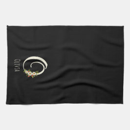 Zwart keukendoek met monogram Huis geschenk Theedoek