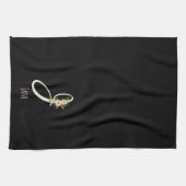 Zwart keukendoek met monogram Huis geschenk Theedoek (Horizontaal)