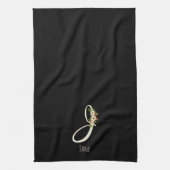 Zwart keukendoek met monogram Huis geschenk Theedoek (Verticaal)