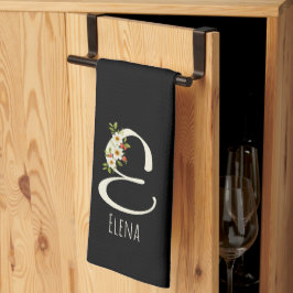 Zwart keukendoek met monogram Huis geschenk Theedoek