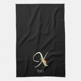 Zwart keukendoek met monogram Huis Verwarmingscade Theedoek