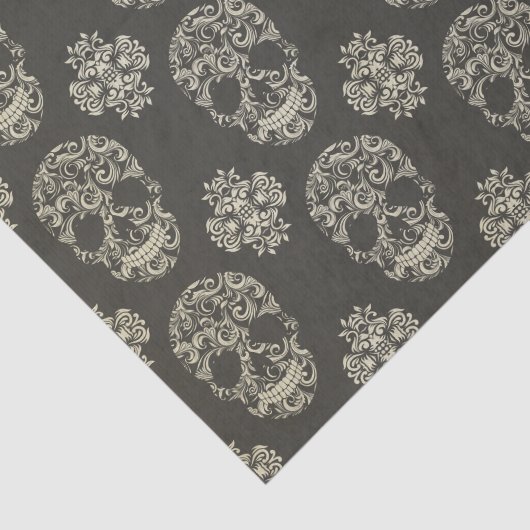 zwart, khaki, suikerschedel, halloween, patroon, d tissuepapier (Detail)