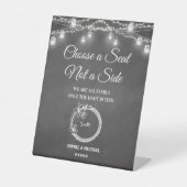 Zwart kies een stoel geen zijband reclamebord met voetstuk (Voorkant)