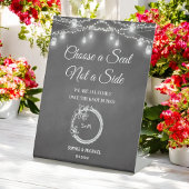 Zwart kies een stoel geen zijband reclamebord met voetstuk