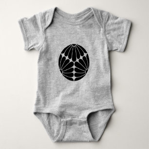  Zwart Kiku Chrysanthemum Mon Oosterse Kunst Romper