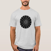  Zwart Kiku Chrysanthemum Mon Oriental T-shirt (Voorkant)