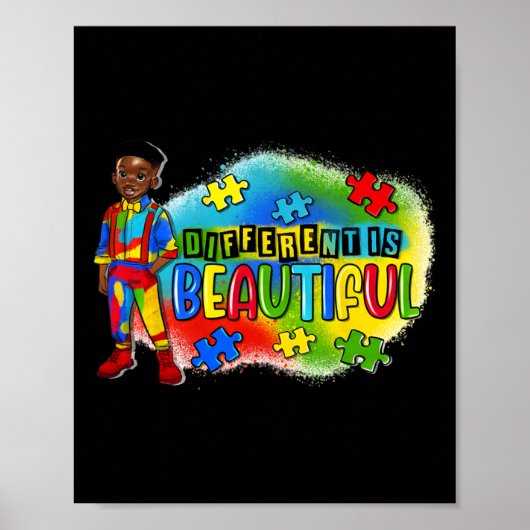 Zwart Kind autisme anders is mooi autisme weg Poster (Voorkant)