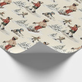 Zwart Kind Winter Fun Sneeuwschoen in de sneeuw Cadeaupapier (Hoek)