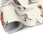 Zwart Kind Winter Fun Sneeuwschoen in de sneeuw Cadeaupapier (Rol Hoek)