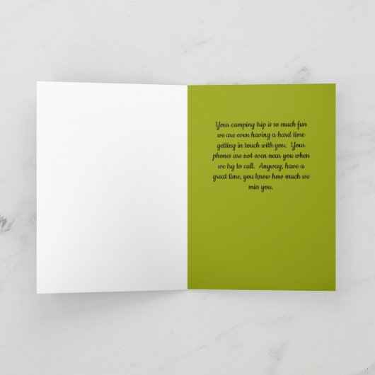 Zwart Kinder Camping Miss You Kaart (Binnen)