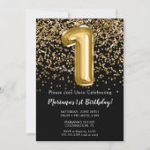 Zwart Kinder meisje 1e verjaardag Kaart (Voorkant)