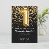 Zwart Kinder meisje 1e verjaardag Kaart (Staand voorkant)