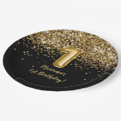 Zwart Kinder meisje 1e verjaardag Papieren Bordje (Gekanteld)