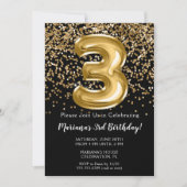 Zwart Kinder meisje 3e verjaardag Kaart (Voorkant)