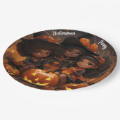 Zwart Kinderen Halloween Party Borden Papieren Bordje (Gekanteld)