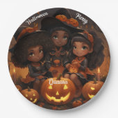 Zwart Kinderen Halloween Party Borden Papieren Bordje (Voorkant)