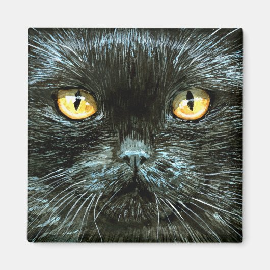 Zwart kitten kattengezicht, Halloween magneet (Voorkant)