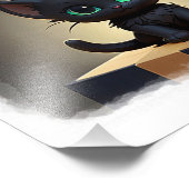 Zwart Kitten op een doos Cartoon Art Foto Afdruk (Hoek)