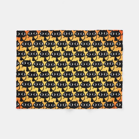 Zwart kittens patroon fleece deken (Voorkant (Horizontaal))