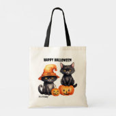 Zwart Kittens Snoep Crew Kinder Halloween Tote Bag (Achterkant)