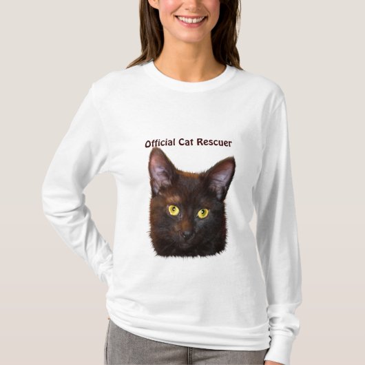 Zwart Kitty Cat-lover Pet Rescue Design T-shirt (Voorkant)