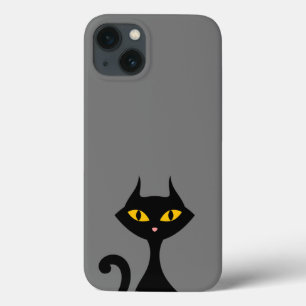 Zwart Kitty Kat met Grijze Achtergrond Case-Mate iPhone Case