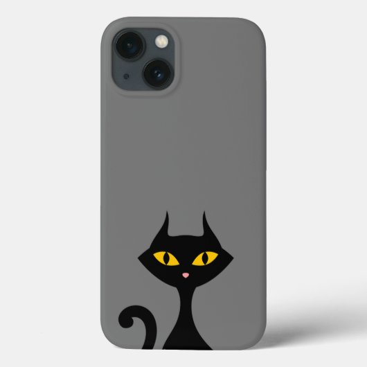 Zwart Kitty Kat met Grijze Achtergrond Case-Mate iPhone Case (Achterkant)