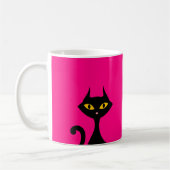 Zwart Kitty Kat met Roze Achtergrond Koffiemok (Links)