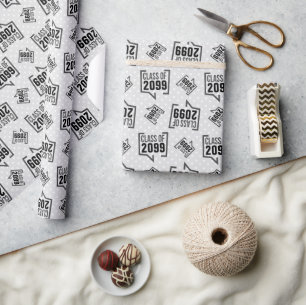 Zwart Klasse Jaar Spraak Bubble Cadeaupapier
