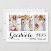 Zwart Klasse van 2024 Fotocollage Afstuderen Kaart (Voorkant)