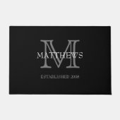 Zwart Klassiek aangepast monogram & naam Deurmat (Voorkant)