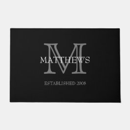 Zwart Klassiek aangepast monogram & naam Deurmat
