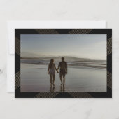 zwart klassiek  deco goudmonogram geometrisch save the date (Achterkant)