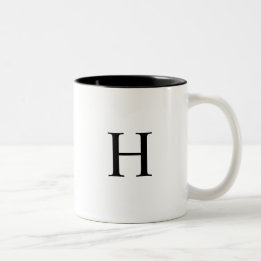 Zwart Klassiek Elegant Monogram Tweekleurige Koffiemok