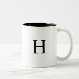 Zwart Klassiek Elegant Monogram Tweekleurige Koffiemok